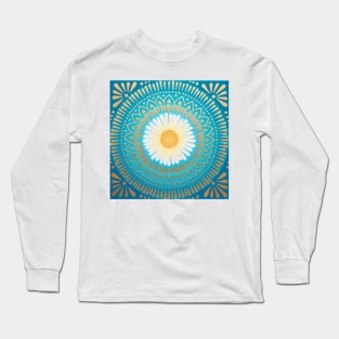 Teal and Gold Mandala Long Sleeve T-Shirt